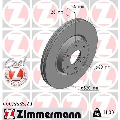 Billede af ZIMMERMANN 400.5535.20 Bremseskiver 320 28 6/6 6 114 indvendigt ventileret coatet MERCEDES BENZ: X klasse