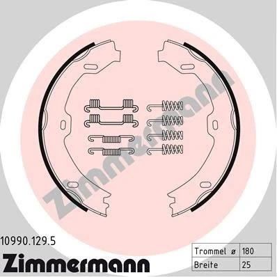 Billede af ZIMMERMANN 10990.129.5 Håndbremseklodser Billede svarer til leveringsomfang, med fjeder MERCEDES BENZ: E klasse T modell, Sedan