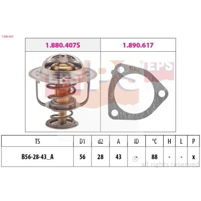 Billede af EPS 1.880.407 Termostat 88 56 Made in Italy OE Equivalent med pakning MITSUBISHI: Lancer 7, TOYOTA: Avensis I Sedan