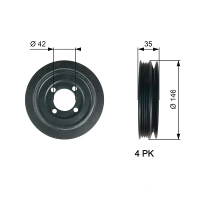 Billede af GATES TVD1115 Remskive Krumtapaksel 146 uden tilbehør FleetRunner Micro V Stretch Fit