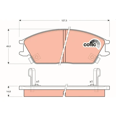 Billede af TRW COTEC GDB893 Bremseklodser med akustisk advarsel for slid HYUNDAI: ACCENT 2