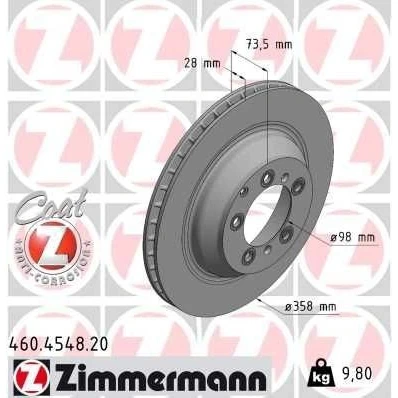 Billede af ZIMMERMANN 460.4548.20 Bremseskiver 358 28 8/5 5 130 indvendigt ventileret coatet højkarboniseret