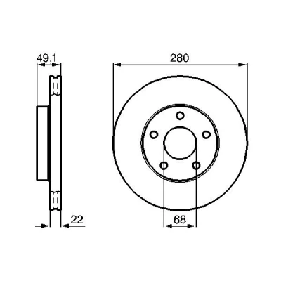 Billede af BOSCH 0 986 478 833 Bremseskiver 280 22 5 114,3 ventileret, indvendigt ventileret olieret