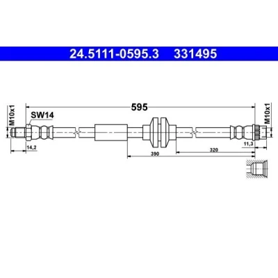 Billede af ATE 24.5111 0595.3 Bremseslange 595 M10x1 RENAULT: MASTER 3