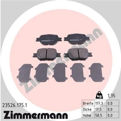 Billede af ZIMMERMANN 23526.175.1 Bremseklodser Billede svarer til leveringsomfang TOYOTA: Corolla IX Station Wagon, Celica VII Coupe, Verso