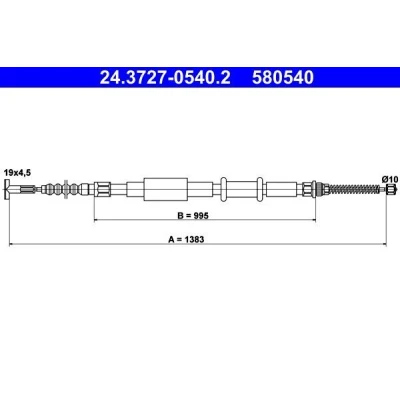 Billede af ATE 24.3727 0540.2 Håndbremsekabel 1383