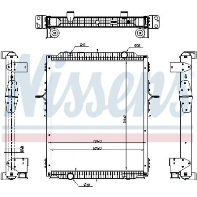 Billede af NISSENS 637878 Radiator Aluminium 810mm 699mm 48mm med ramme Loddet køleripper