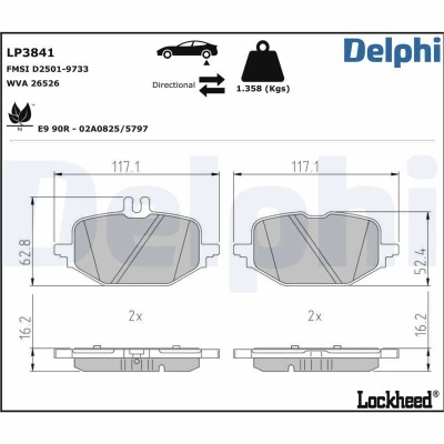 Billede af Bremseklodser DELPHI LP3841