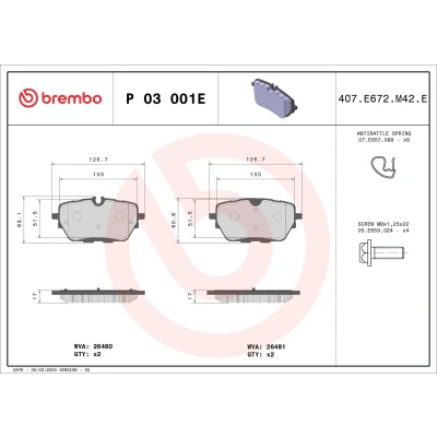 Billede af BREMBO P 03 001E Bremseklodser forberedt til slidadvarsel