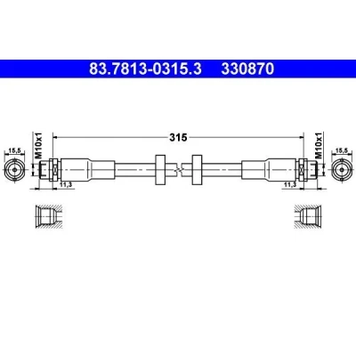 Billede af ATE 83.7813 0315.3 Bremseslange 315 AUDI: A6 C6 Avant, Sedan