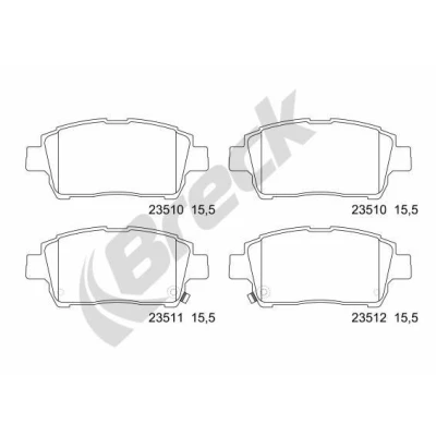 Billede af BRECK 23510 00 702 10 Bremseklodser med akustisk advarsel for slid tilbehør TOYOTA: Corolla IX Hatchback, Yaris I Hatchback