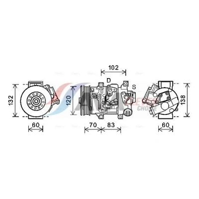 Billede af PRASCO TOAK627 Kompressor 6SEU14C PAG 46 R 134a TOYOTA: Avensis III Stationcar