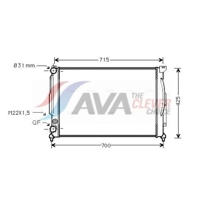 Billede af AVA COOLING SYSTEMS AIA2105 Radiator Aluminium 632mm 415, 398mm 34mm uden ekspansionsbeholder Mekanisk fuget køleripper