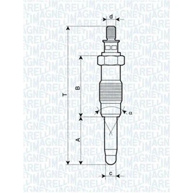 Billede af MAGNETI MARELLI 062900010304 Gløderør 11V 10A M12X1,25 FIAT: Ducato II Van, MERCEDES BENZ: W124 Stationcar, E klasse Sedan, W123 Sedan