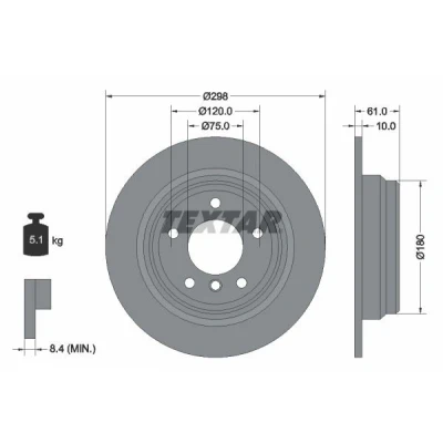 Billede af TEXTAR PRO 92076603 Bremseskiver 298 10 05/06 120 fuldstændigt coatet uden hjulbolte, hjulnav BMW: 5 Sedan, Touring