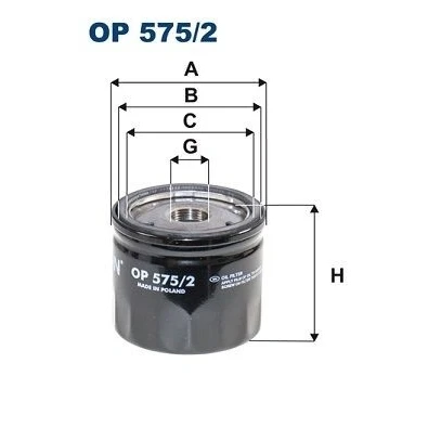 Billede af FILTRON OP 575/2 Oliefilter M 20 X 1.5 6H Påskruet filter HONDA: CIVIC 9, CR V 4, 10, SSANGYONG: Tivoli SUV