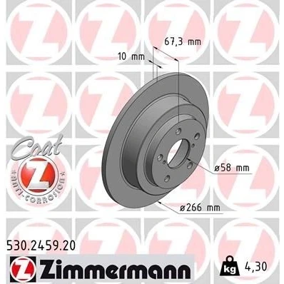 Billede af ZIMMERMANN COAT Z 530.2459.20 Bremseskiver 266 10 7/5 5 100 fuldstændigt coatet SUBARU: Forester II, Impreza I Sedan, II Stationcar