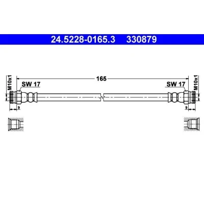 Billede af ATE 24.5228 0165.3 Bremseslange 165 FIAT: Panda II Hatchback, 500 FORD: KA Hatchback