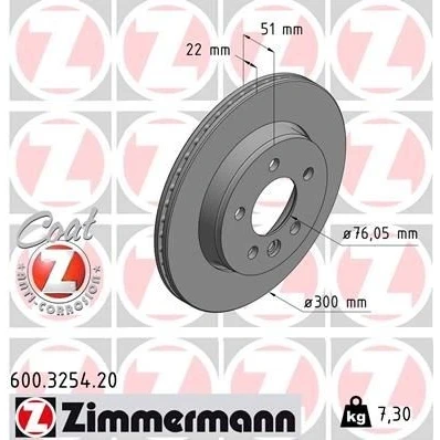 Billede af ZIMMERMANN COAT Z 600.3254.20 Bremseskiver 300 22 6/5 5 120 udvendig ventileret coatet højkarboniseret VOLKSWAGEN: Crafter Van, MAN: TGE kasse