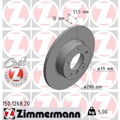 Billede af ZIMMERMANN COAT Z 150.1268.20 Bremseskiver 286 12 6/5 5 120 fuldstændigt coatet BMW: 3 Sedan, Coupe, Compact