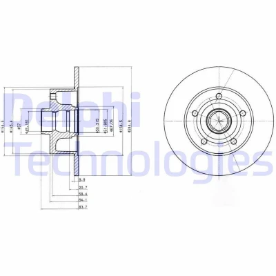 Billede af DELPHI BG3030 Bremseskiver 245 10 5 fuldstændigt olieret ubehandlet uden hjullejer, ABS sensorring AUDI: A4 B6 Avant, Sedan, B5 Avant