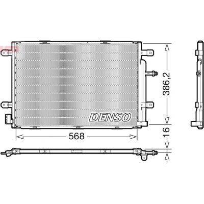 Billede af DENSO DCN02039 Kondensator uden tørrer 568x386.2x16 R 134a 568 AUDI: A4 B8 Avant, B7 B6/B7 Cabriolet