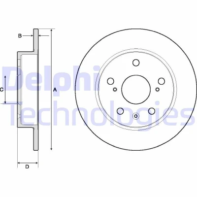 Billede af DELPHI BG4709C Bremseskiver 259 9 5 fuldstændigt coatet ubehandlet uden hjullejer, ABS sensorring SUZUKI: SWIFT 4, Vitara IV SUV, SX4 II S Cross