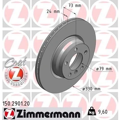 Billede af ZIMMERMANN COAT Z 150.2901.20 Bremseskiver 330 24 6/5 5 120 indvendigt ventileret coatet højkarboniseret BMW: 3 Touring, 4 Gran Coupe, Sedan