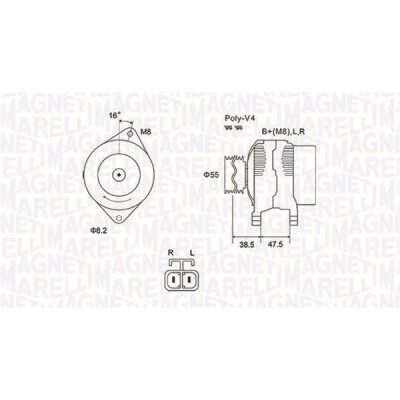 Billede af MAGNETI MARELLI 063731798010 Generator 12V 70A HYUNDAI: Getz, KIA: Picanto I
