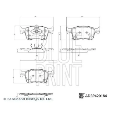 Billede af BLUE PRINT ADBP420184 Bremseklodser foraksel med akustisk advarsel for slid MG: MG 4 EV (EH32) 2022