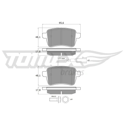 Billede af TOMEX brakes TX 17 941 Bremseklodser bagaksel med indbygget slid advarselskontakt bremsecaliperskruer ALFA ROMEO: Giulietta Hatchback
