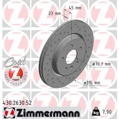 Billede af ZIMMERMANN SPORT COAT Z 430.2630.52 Bremseskiver 315 23 6/5 5 115 indvendigt ventileret, hullet coatet OPEL: Zafira C Tourer, Insignia B Sports Tourer