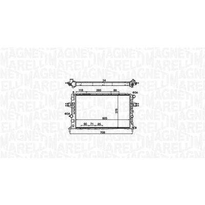 Billede af MAGNETI MARELLI 350213192300 Radiator 605 378 34 Mekanisk fuget køleripper OPEL: Astra G Caravan, CC, Sedan