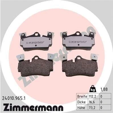 Billede af ZIMMERMANN 24010.965.1 Bremseklodser Forberedt til slidindikator Billede svarer leveringsomfang AUDI: Q7, PORSCHE: Cayenne
