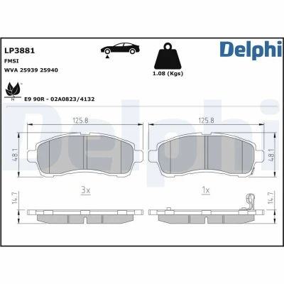 Billede af Bremseklodser DELPHI LP3881