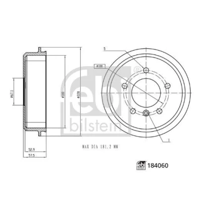 Billede af FEBI BILSTEIN 184060 Bremsetromler bagaksel 220 MERCEDES BENZ: A klasse