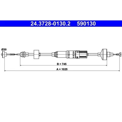 Billede af ATE 24.3728 0130.2 Koblingskabel med automatisk justering VOLKSWAGEN: GOLF 3