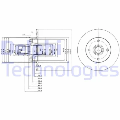 Billede af DELPHI BG2389 Bremseskiver 226 10 4 fuldstændigt olieret ubehandlet uden hjullejer, ABS sensorring VOLKSWAGEN: GOLF 2, 3, Polo III Hatchback