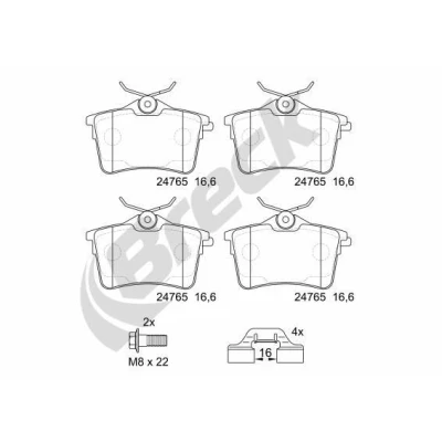 Billede af BRECK 24765 00 704 Bremseklodser PEUGEOT: 308 I SW, Partner II Van, Tepee, CITROËN: Berlingo / First I,