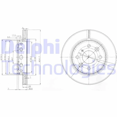 Billede af DELPHI BG3074 Bremseskiver 243 20 4 ventileret olieret ubehandlet uden hjullejer, ABS sensorring