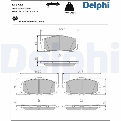 Billede af DELPHI LP3732 Bremseklodser med akustisk advarsel for slid anti knirke plade uden tilbehør
