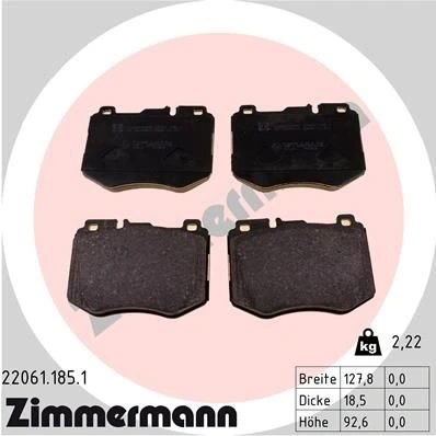 Billede af ZIMMERMANN 22061.185.1 Bremseklodser Forberedt til slidindikator Billede svarer leveringsomfang MERCEDES BENZ: C klasse T modell