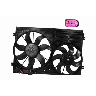 Billede af VEMO Original Quality V15 01 1870 Køleventilator 295/360, 295, 360 med kølerventilatorramme (karm) VOLKSWAGEN: Golf 5, Touran I, Jetta 4