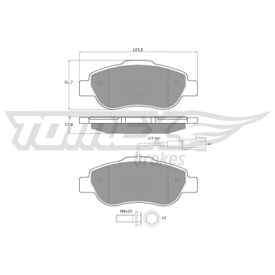 Billede af TOMEX brakes TX 14 42 Bremseklodser foraksel Inkl. slidadvarselskontakt FIAT: 500 Hatchback, Panda II C Cabriolet, FORD: KA Hatchback