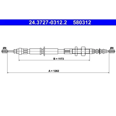 Billede af ATE 24.3727 0312.2 Håndbremsekabel 1262
