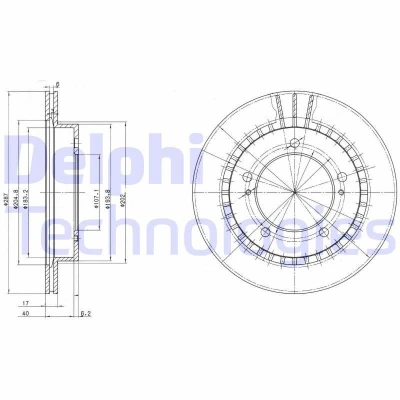 Billede af DELPHI BG3158 Bremseskiver 287 17 5 ventileret olieret ubehandlet uden hjullejer, ABS sensorring SUZUKI: Grand Vitara 1 SUV, Jimny SUV
