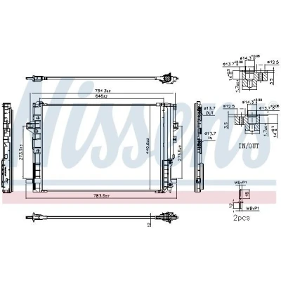 Billede af NISSENS 940901 Kondensator med kvælstoffyldning tørrer 13,7mm Aluminium 614mm R134a MERCEDES BENZ: B klasse (W246, W242) 180 CDI 1.8