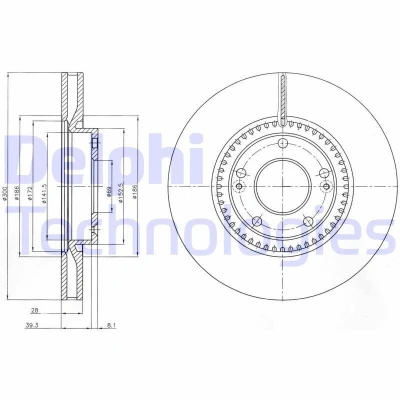 Billede af DELPHI BG4251C Bremseskiver 300 28 5 ventileret coatet ubehandlet uden hjullejer, ABS sensorring HYUNDAI: i30 I Hatchback, II Stationcar