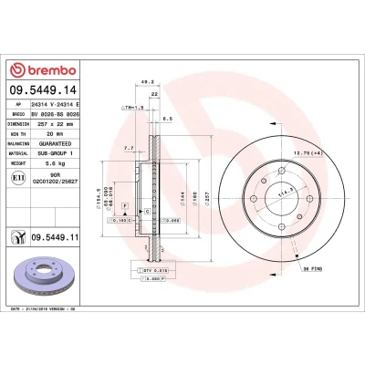 Billede af Bremseskive BREMBO 09.5449.11