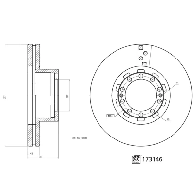 Billede af FEBI BILSTEIN 173146 Bremseskiver foraksel 377 45 10 144 ventileret